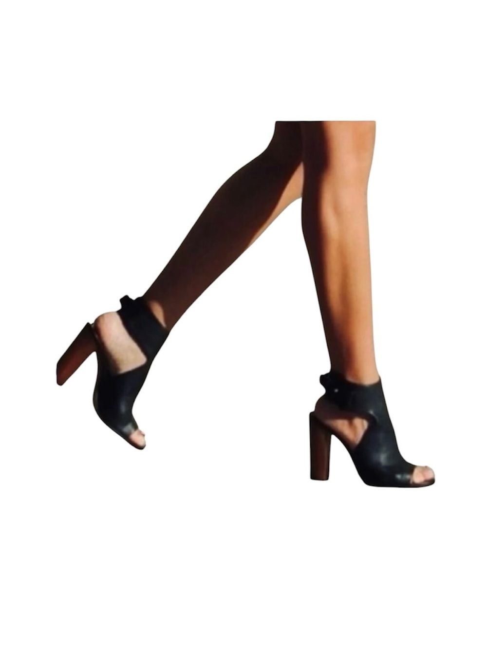 Vince Addie BLK Leather Open Toe High Heel Sandals SZ 10 Cutout Office Casual - Picture 2 of 11